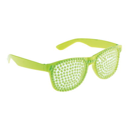 Funny Fashion Disco bril met parels in neon groen