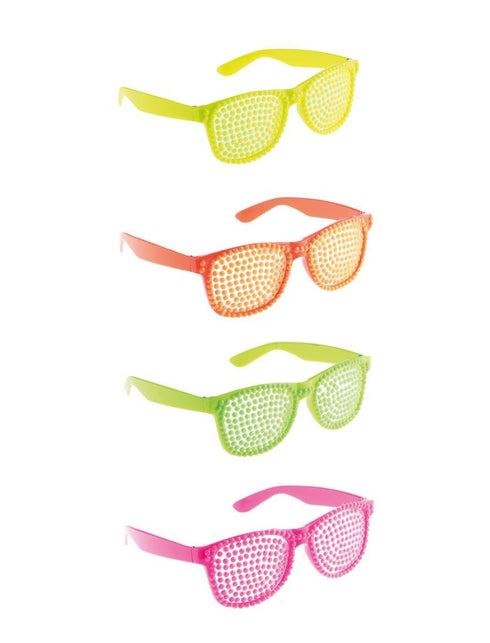 Funny Fashion Disco bril met parels in neon groen