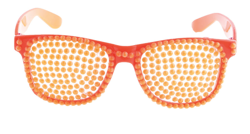 Funny Fashion Disco bril met parels in neon oranje