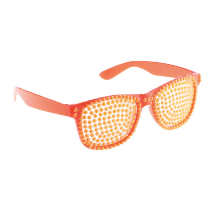 Funny Fashion Disco bril met parels in neon oranje