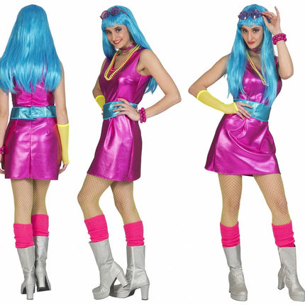 Funny Fashion Disco Fever jurkje dames roze/fuchsia