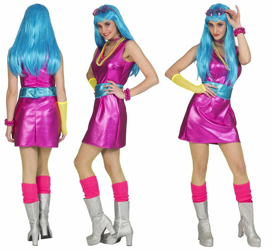 Funny Fashion Disco Fever jurkje dames roze/fuchsia