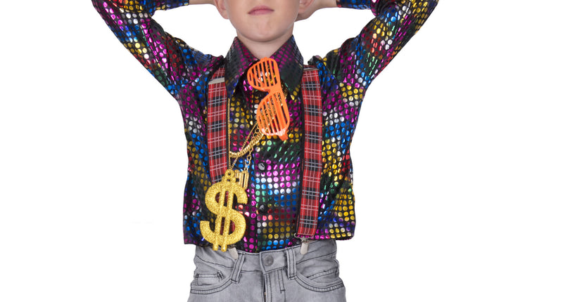 Funny Fashion Disco glitter shirt Sem regenboog kleuren kinderen