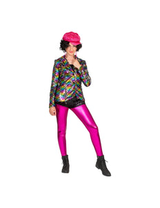 Funny Fashion Disco jas Amber in regenboog kleuren met glitters