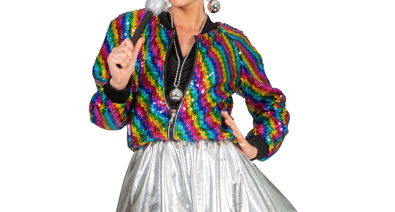 Funny Fashion Disco jas Tessa in regenboog kleuren dames