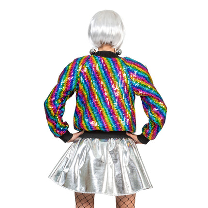 Funny Fashion Disco jas Tessa in regenboog kleuren dames