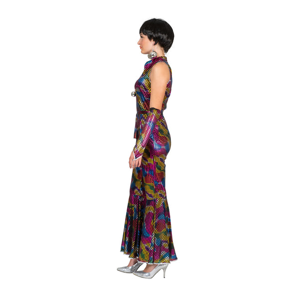 Funny Fashion Disco Jumpsuit Amber met glitters