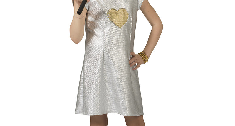 Funny Fashion Disco jurkje Elise zilver met gouden hart