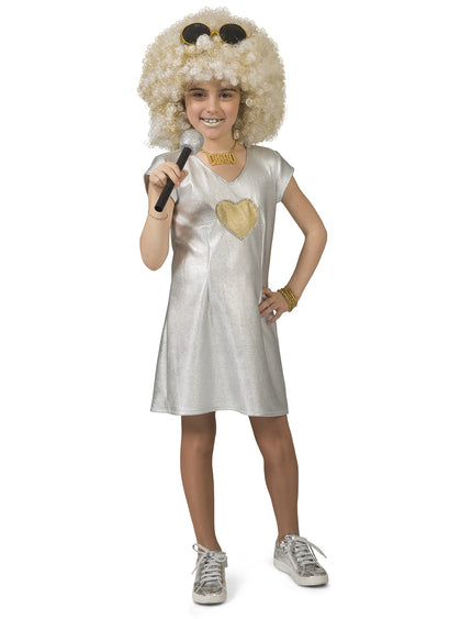 Funny Fashion Disco jurkje Elise zilver met gouden hart
