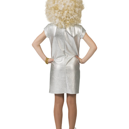 Funny Fashion Disco jurkje Elise zilver met gouden hart
