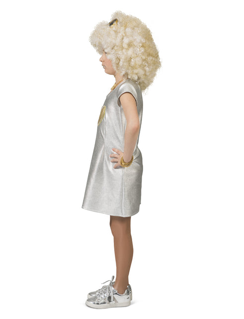 Funny Fashion Disco jurkje Elise zilver met gouden hart