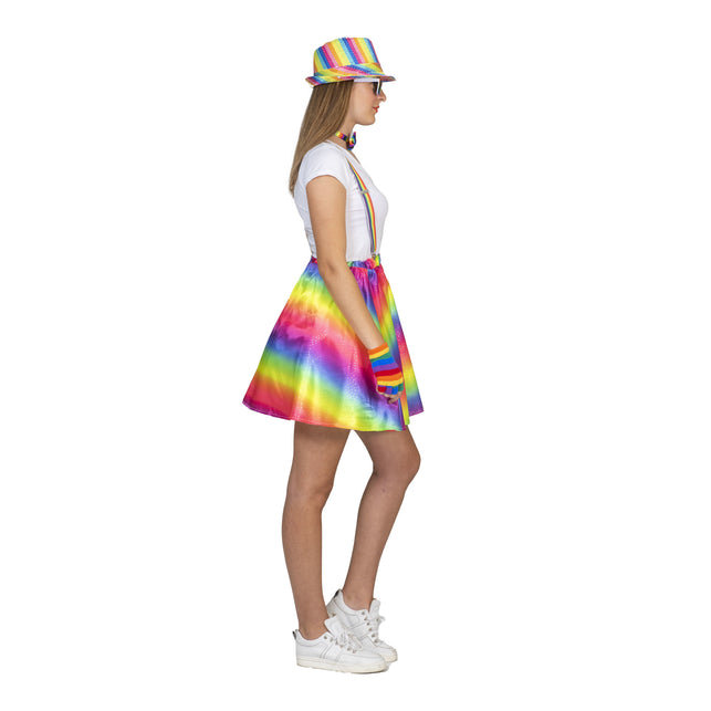 Funny Fashion Disco regenboog rok Rosy dames