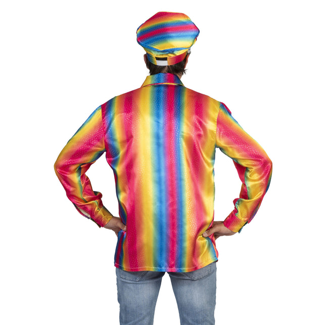 Funny Fashion Disco Shirt Rainbow heren