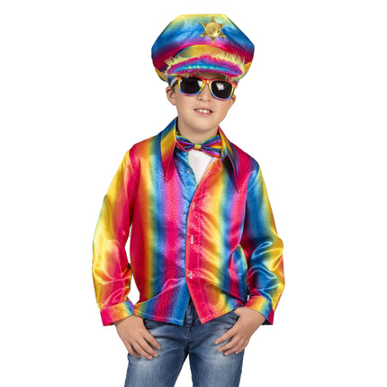 Funny Fashion Disco shirt Stijn regenboogkleuren