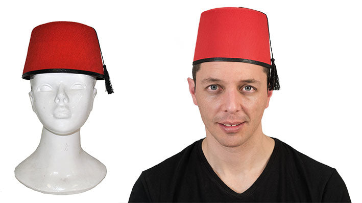 Rode Fez Hoed Met Zwarte Kwast – Vilt, Voor Thematische Kostuums, Reizen & Doktersoutfits