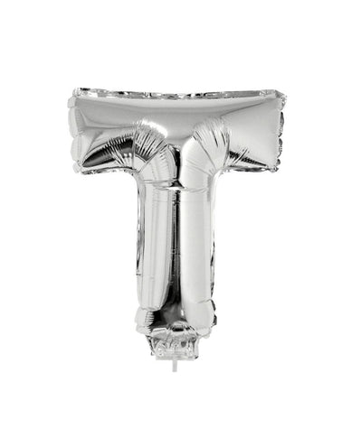 Funny Fashion Folie ballon letter T Zilver