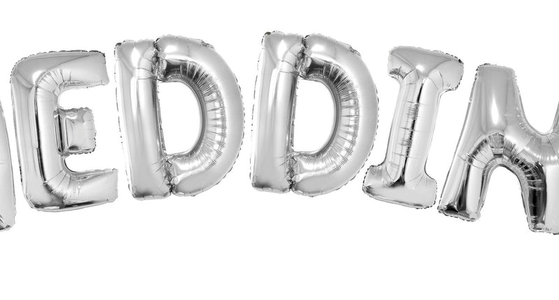 Funny Fashion Folie ballon set WEDDING met zilveren letters
