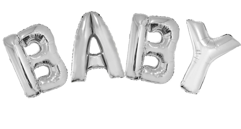 Funny Fashion Folie ballonnen set BABY met zilver letters