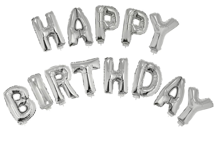 Funny Fashion Folie ballonnen set HAPPY BIRTHDAY met zilveren letters