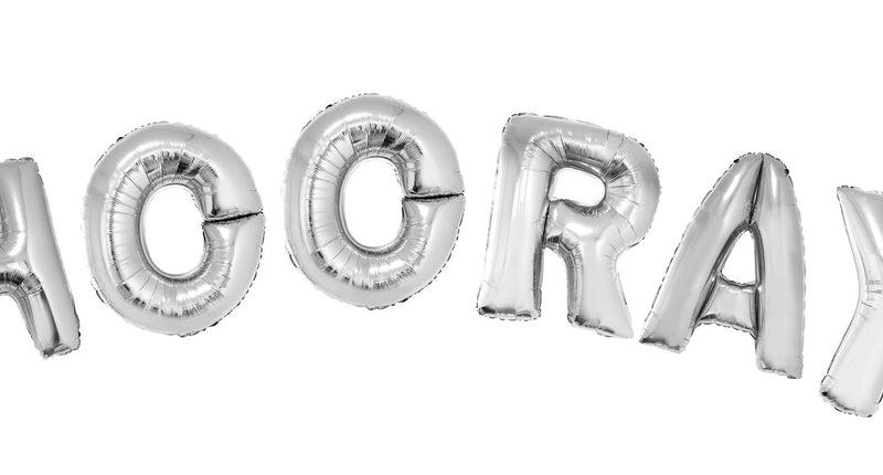 Funny Fashion Folie ballonnen set HOORAY met zilveren letters