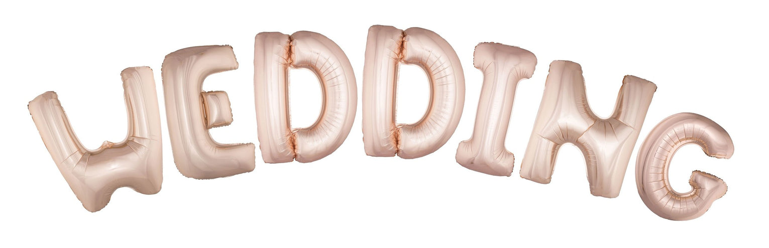 Funny Fashion Folie ballonnen set WEDDING met roze letters