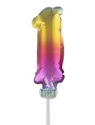 Funny Fashion Folieballon 13 cm op stokje regenboog