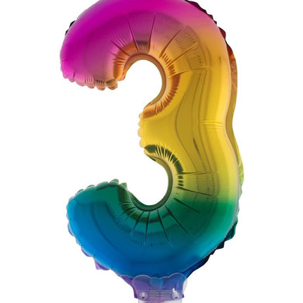 Funny Fashion Folieballon 41 cm op stokje regenboog