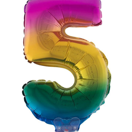 Funny Fashion Folieballon 41 cm op stokje regenboog