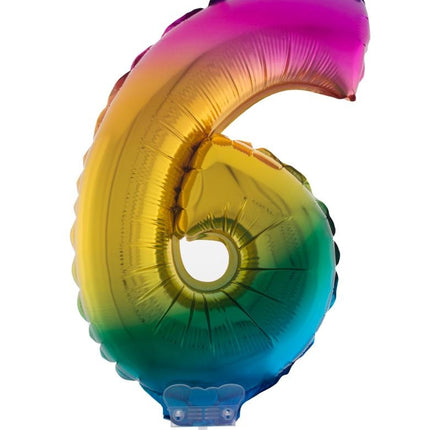 Funny Fashion Folieballon 41 cm op stokje regenboog