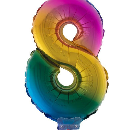 Funny Fashion Folieballon 41 cm op stokje regenboog