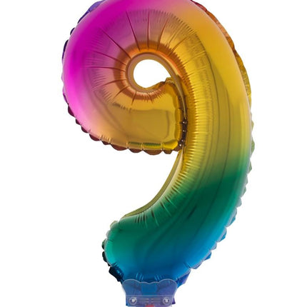 Funny Fashion Folieballon 41 cm op stokje regenboog