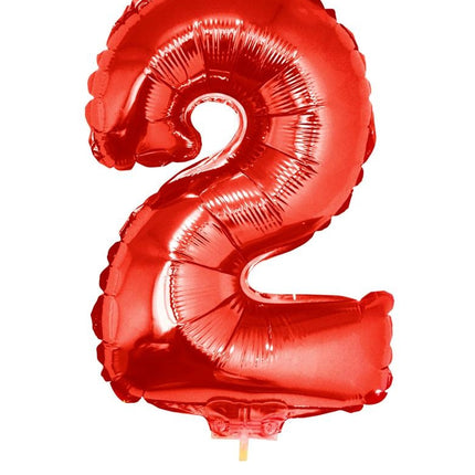 Funny Fashion Folieballon 41 cm op stokje rood