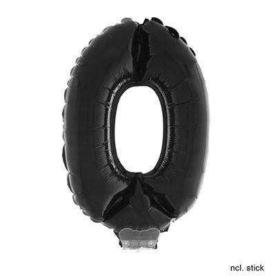 Funny Fashion Folieballon 41 cm op stokje zwart