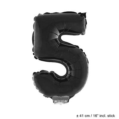 Funny Fashion Folieballon 41 cm op stokje zwart