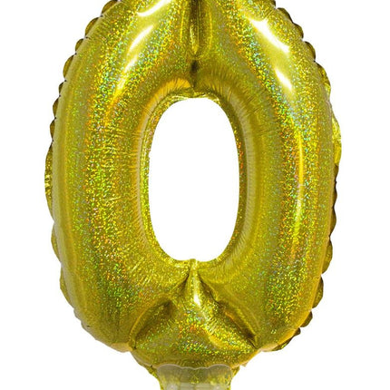 Funny Fashion Folieballon 41cm op stokje glitter goud