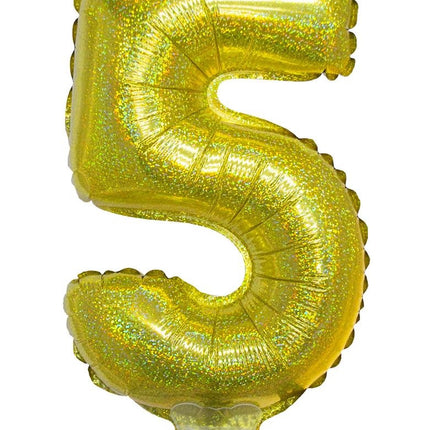 Funny Fashion Folieballon 41cm op stokje glitter goud