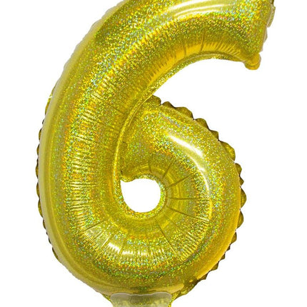 Funny Fashion Folieballon 41cm op stokje glitter goud