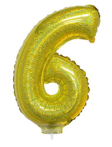 Funny Fashion Folieballon 41cm op stokje glitter goud