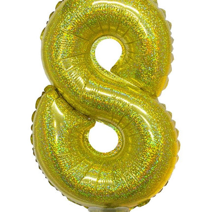 Funny Fashion Folieballon 41cm op stokje glitter goud