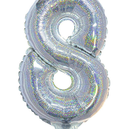 Funny Fashion Folieballon 41cm op stokje glitter zilver