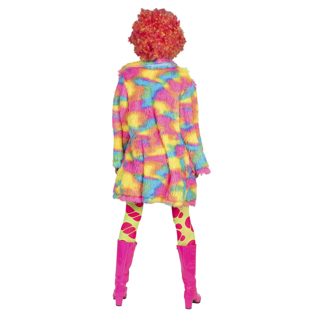 Funny Fashion Fuzzy nep bontjas Nina in regenboog kleuren