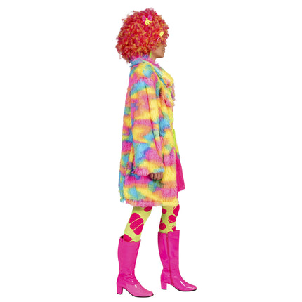 Funny Fashion Fuzzy nep bontjas Nina in regenboog kleuren