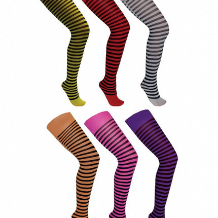 Funny Fashion Geel zwart gestreepte panty