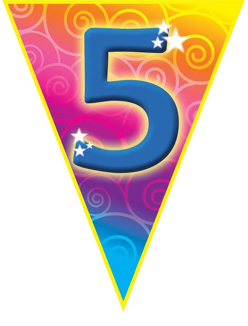 Funny Fashion Gekleurde vlaggenlijn 5 jaar 5mtr.