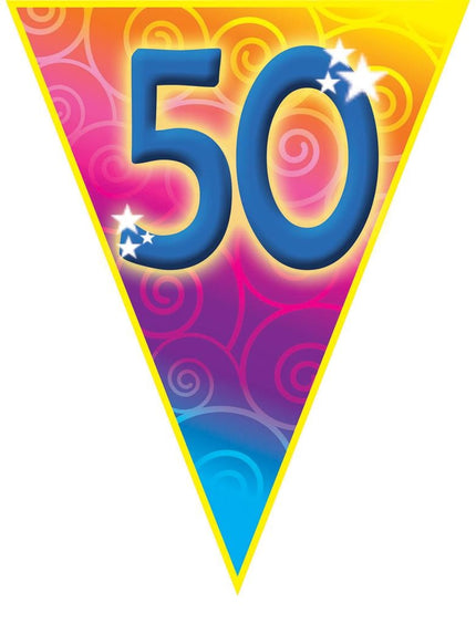 Funny Fashion Gekleurde vlaggenlijn 50 jaar 5mtr.