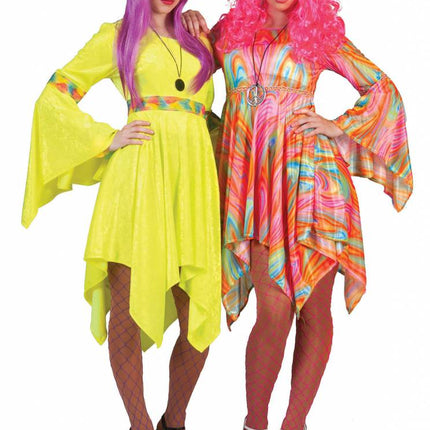 Funny Fashion Gele hippie jurkjes voor feestjes