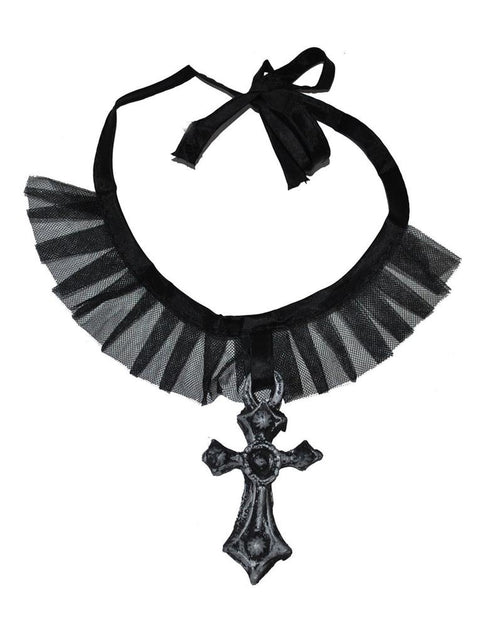 Funny Fashion Gothic halsketting met zwart kruis