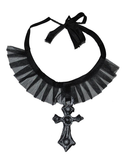Funny Fashion Gothic halsketting met zwart kruis
