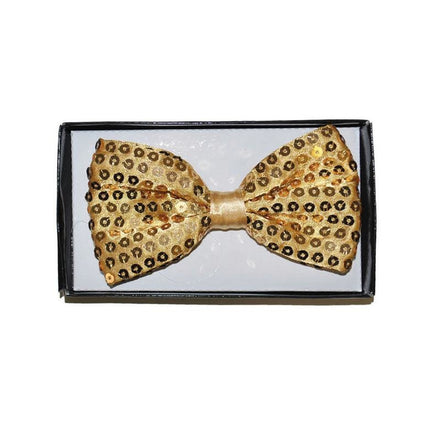 Funny Fashion Gouden disco glitter strik met pailletten