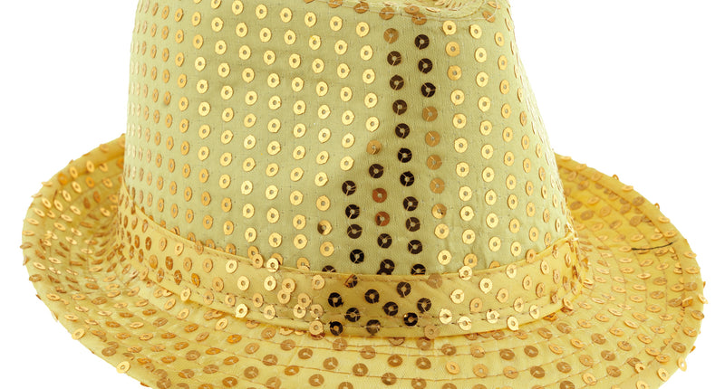 Funny Fashion Gouden glitterhoed met pailletten